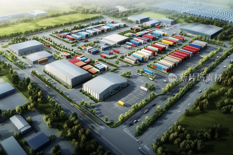现代化大型物流园区鸟瞰图