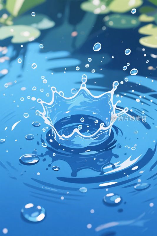 水滴溅起水花插画