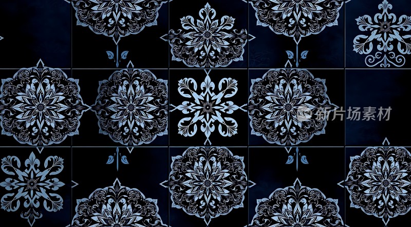 蓝色雪花图案背景