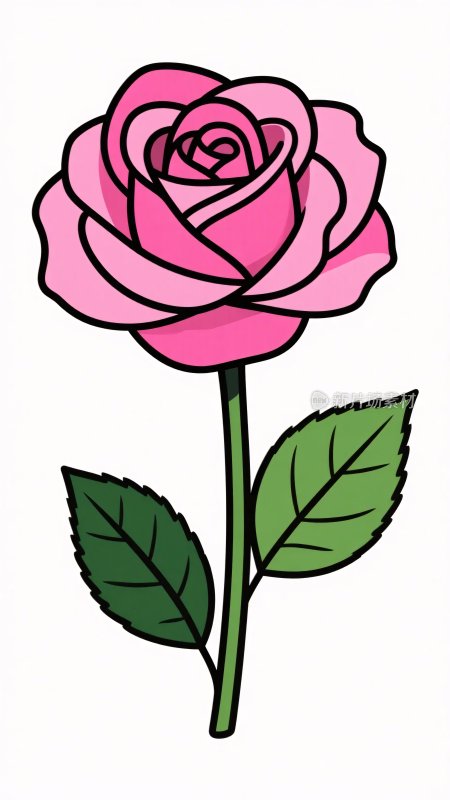 粉色手绘玫瑰花插画