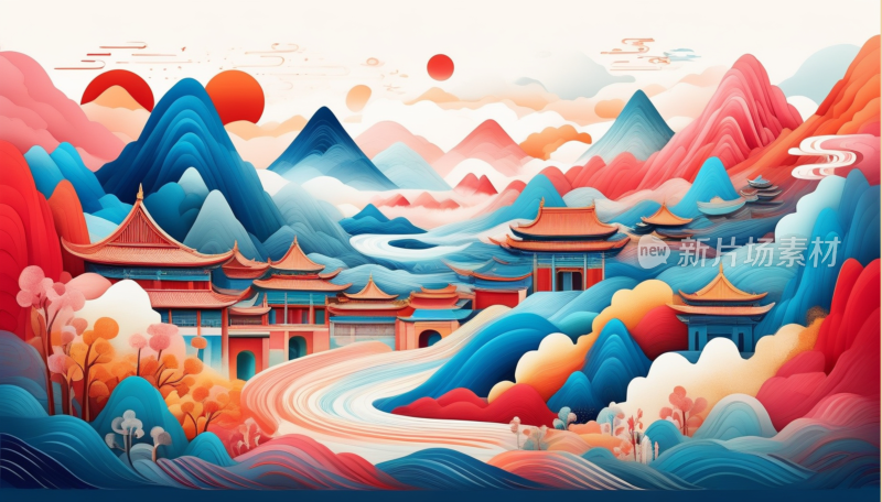 中国画山水画背景