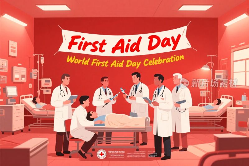 急救日医疗团队插画