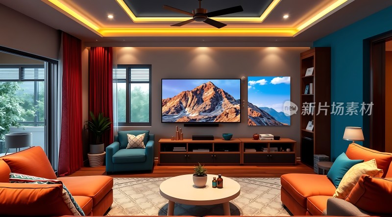 现代客厅设计色彩丰富舒适温馨