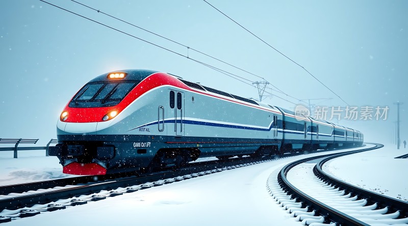 雪地高铁行驶中