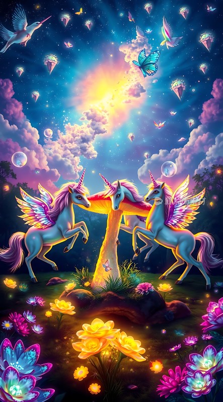 三翼独角兽梦幻夜空