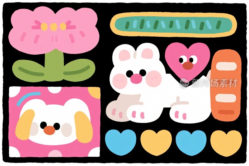 卡通元素集合插画