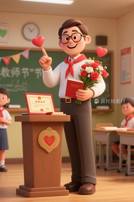 教师节课堂插画场景