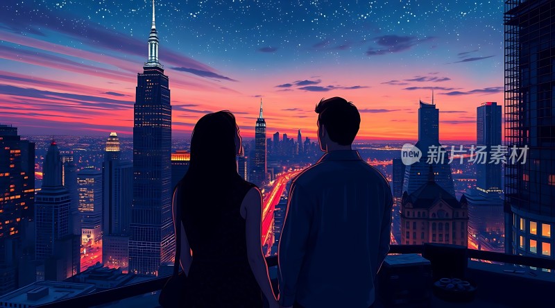 城市夜景下的浪漫时光