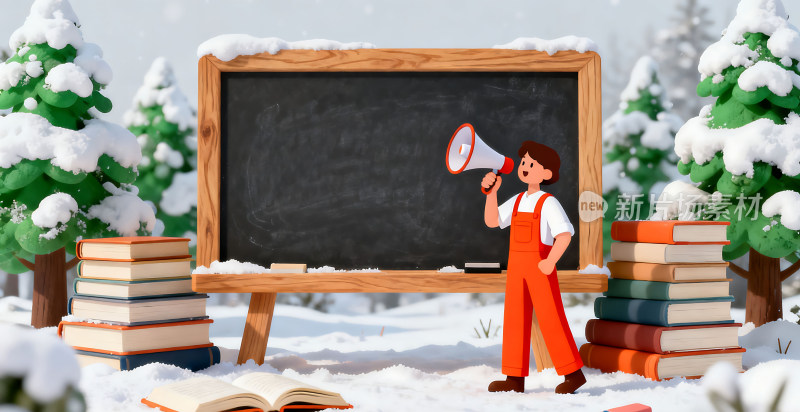 冬天寒假插画背景