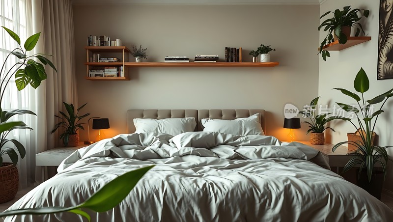 温馨卧室绿意盎然舒适宁静