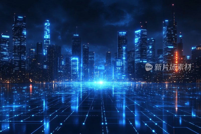 科幻风格的城市夜景画面
