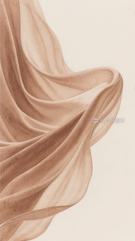 飘动的浅棕色轻柔织物