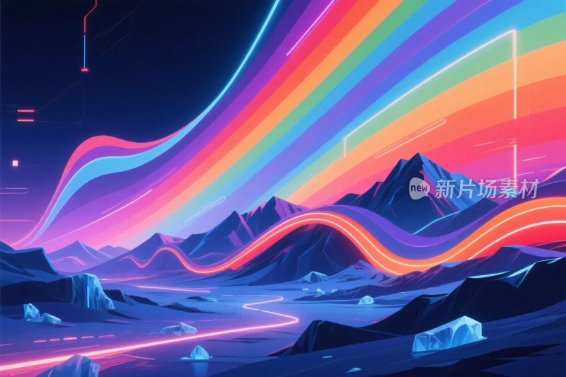 霓虹未来风景插画