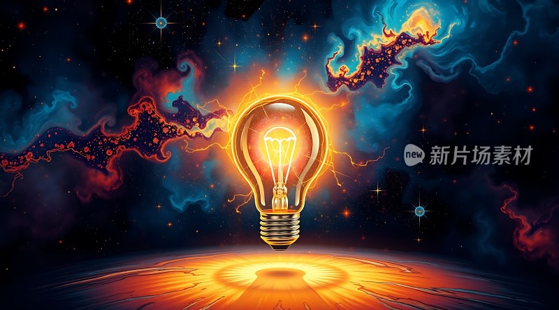 新片场素材 灯泡照亮宇宙