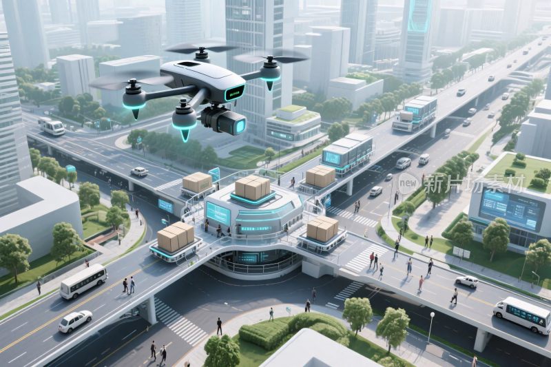 未来城市无人机交通场景
