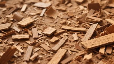 散落的木屑特写