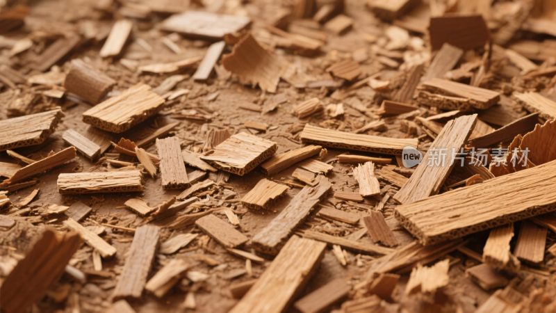 散落的木屑特写