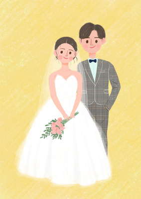 婚纱照创意插画设计