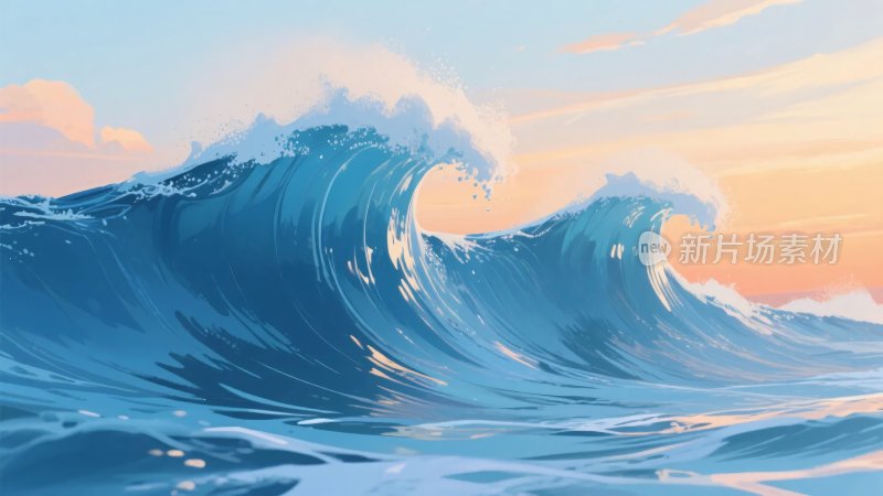 海上翻涌的美丽波浪