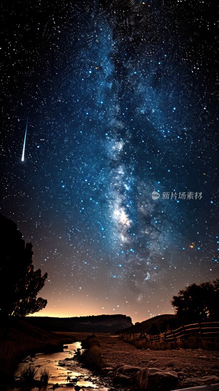 流星划过星空湖畔璀璨星河夜空背景壁纸