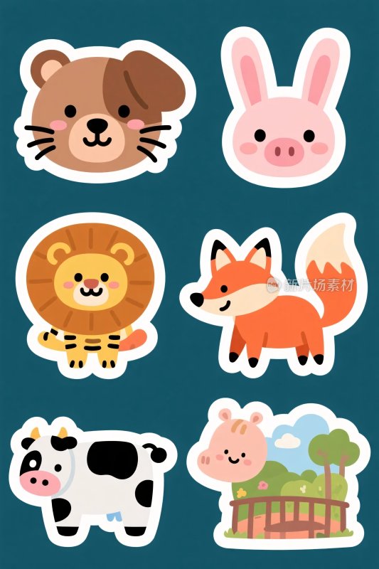 卡通动物形象贴纸