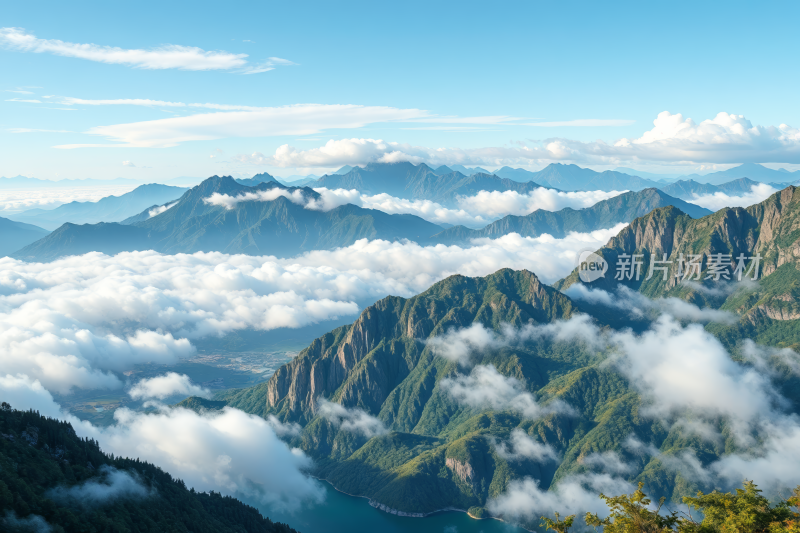 山脉有湖前景有云高清风景风光图片