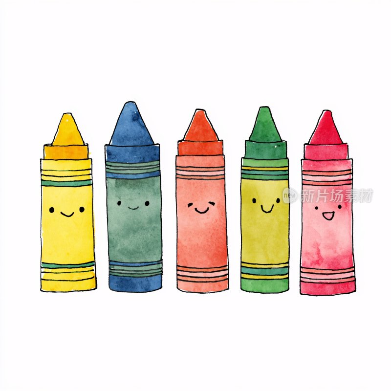 彩色卡通蜡笔插画