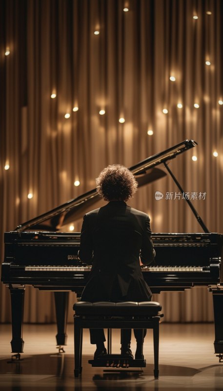 钢琴演奏者专注时光