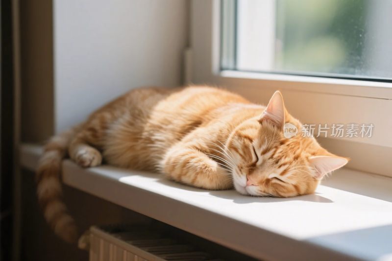 橘猫窗台睡眠图