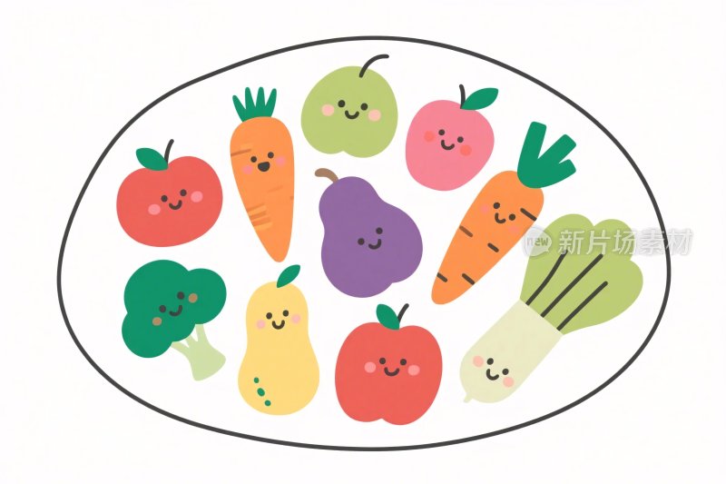 卡通蔬菜水果插画