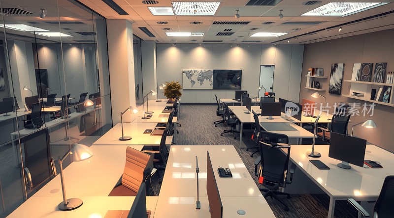 现代简约办公室设计整洁明亮的工作环境