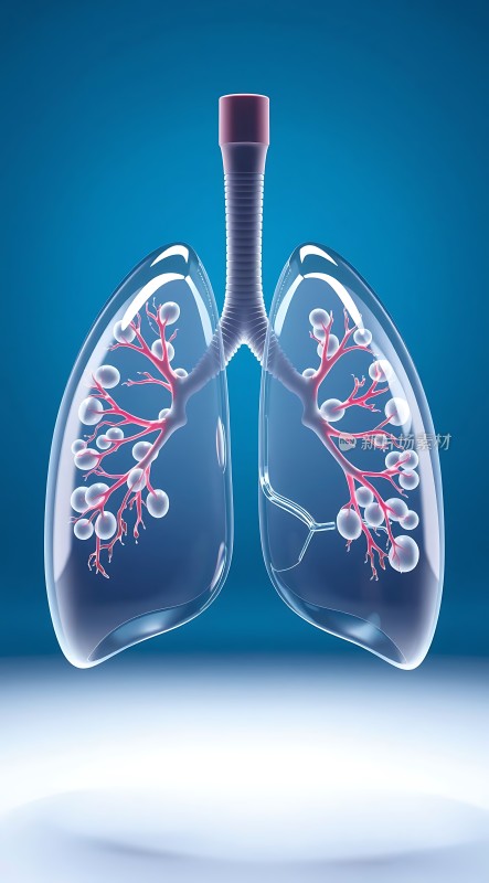 透明肺部的呼吸系统解剖图