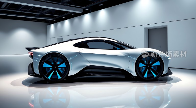 未来科技座驾白色流线型跑车蓝色轮毂闪耀登场！