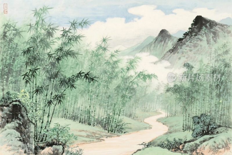 水墨山水风景插画