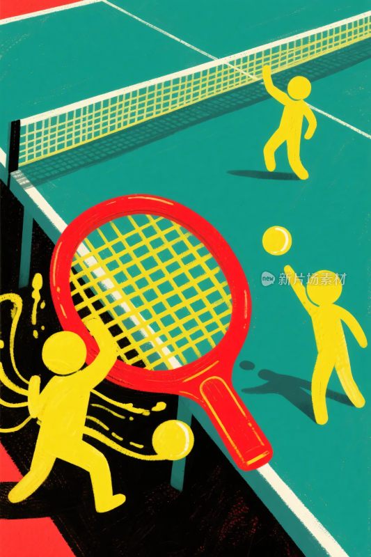 卡通网球运动插画