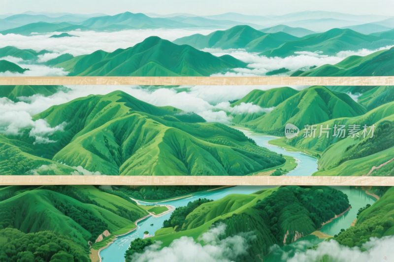 山水风景插画