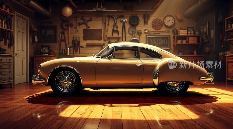 车库里的经典复古汽车