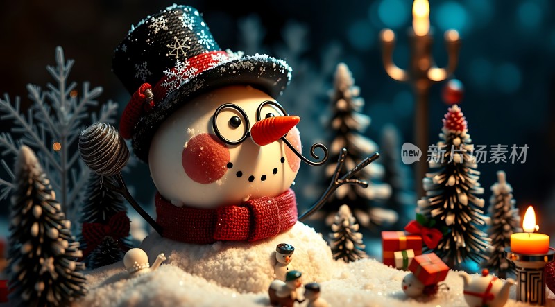 雪人小世界圣诞树下的温馨时光