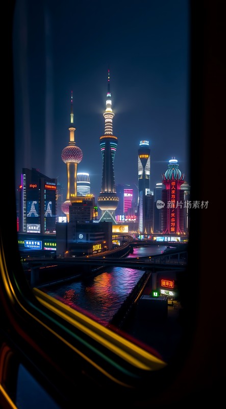 上海夜景璀璨夺目黄浦江畔灯火辉煌