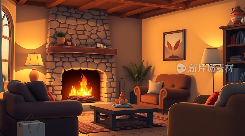 温馨壁炉客厅