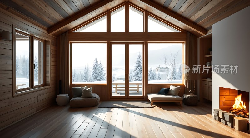 冬日暖阳下的温馨木屋