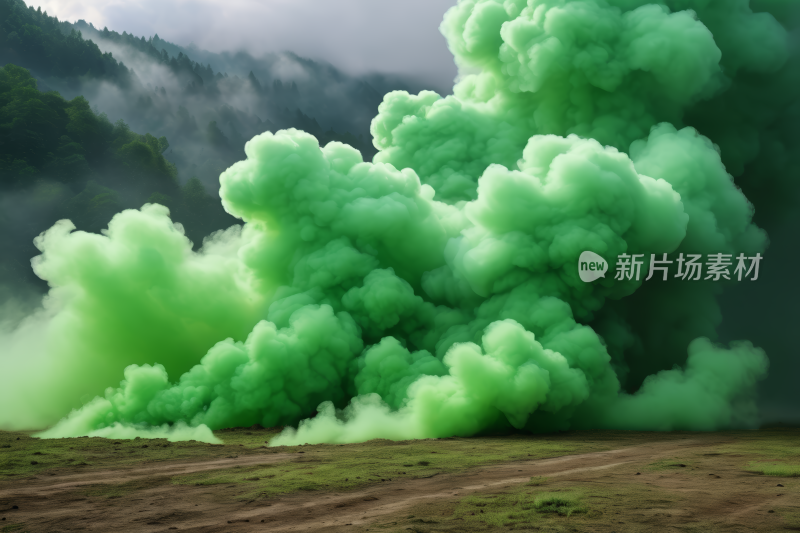 当烟雾升到空气中时空气中呈绿色背景图片