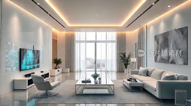 现代简约客厅设计宽敞明亮家具简洁大方色调和谐统一