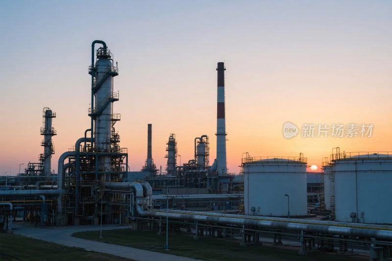 工业厂区黄昏照片