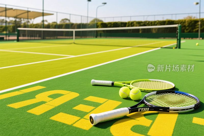 网球场地与球拍