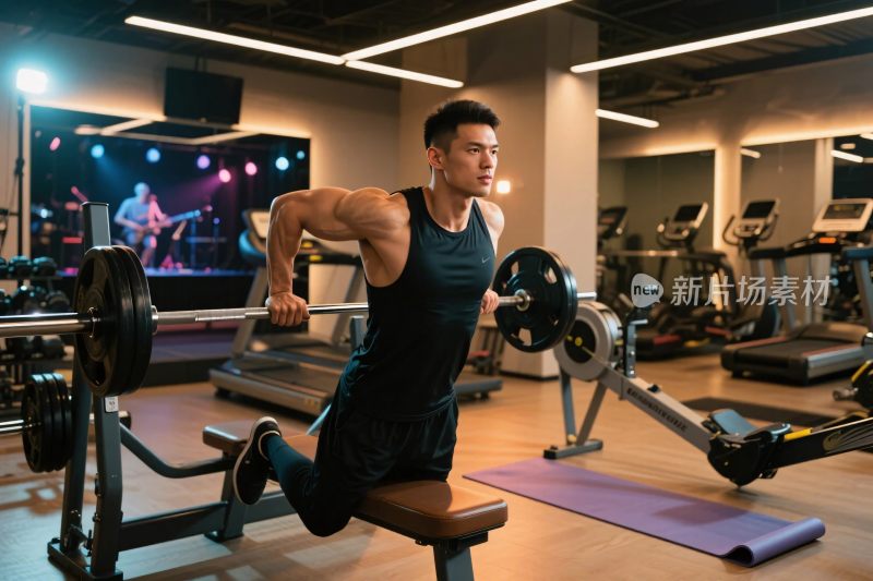 健身房力量训练画面