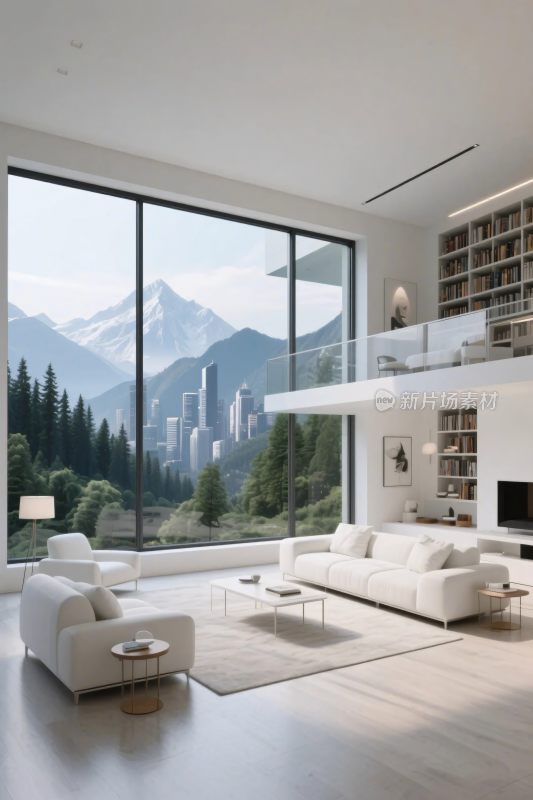 现代简约客厅全景图