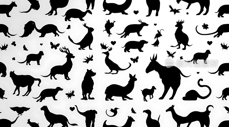 动物剪影图案