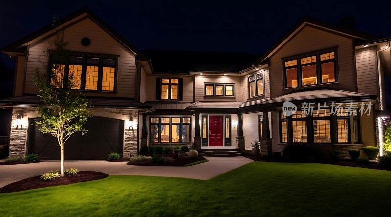 温馨夜色下的优雅住宅