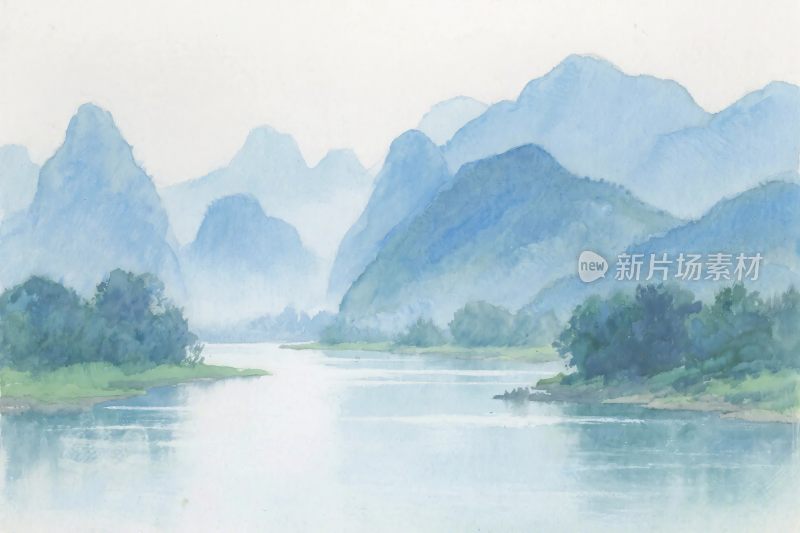 山水风景插画
